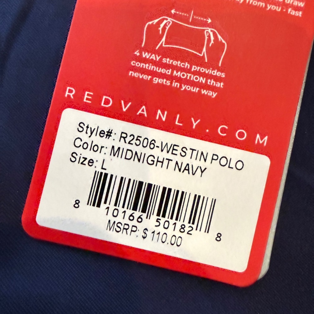 Redvanly Men’s Large Midnight Navy Westin Performance Polo MSRP $110 - Picture 5 of 6